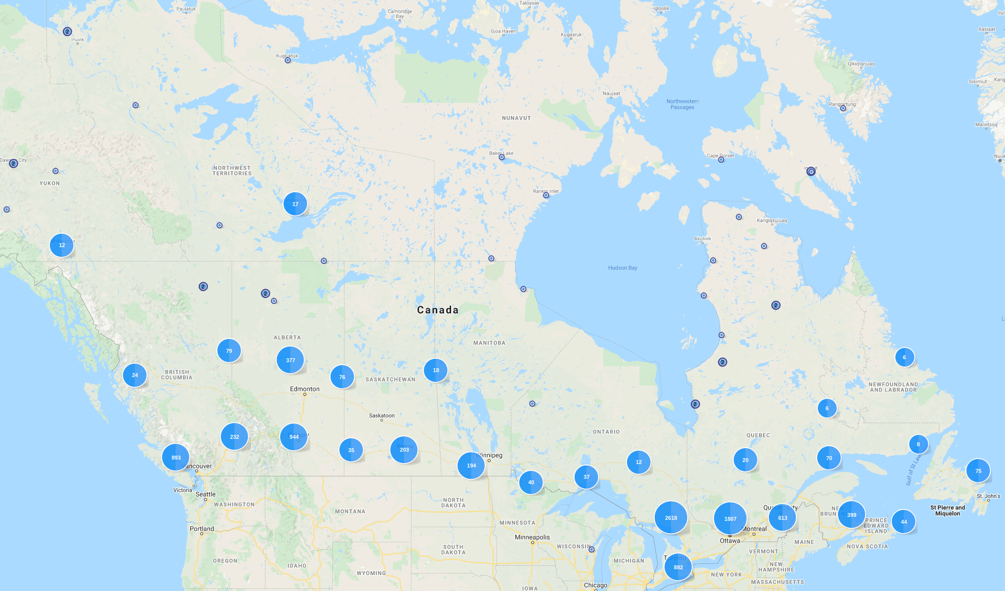 Distribution of Stolen Credit Cards Across Canada